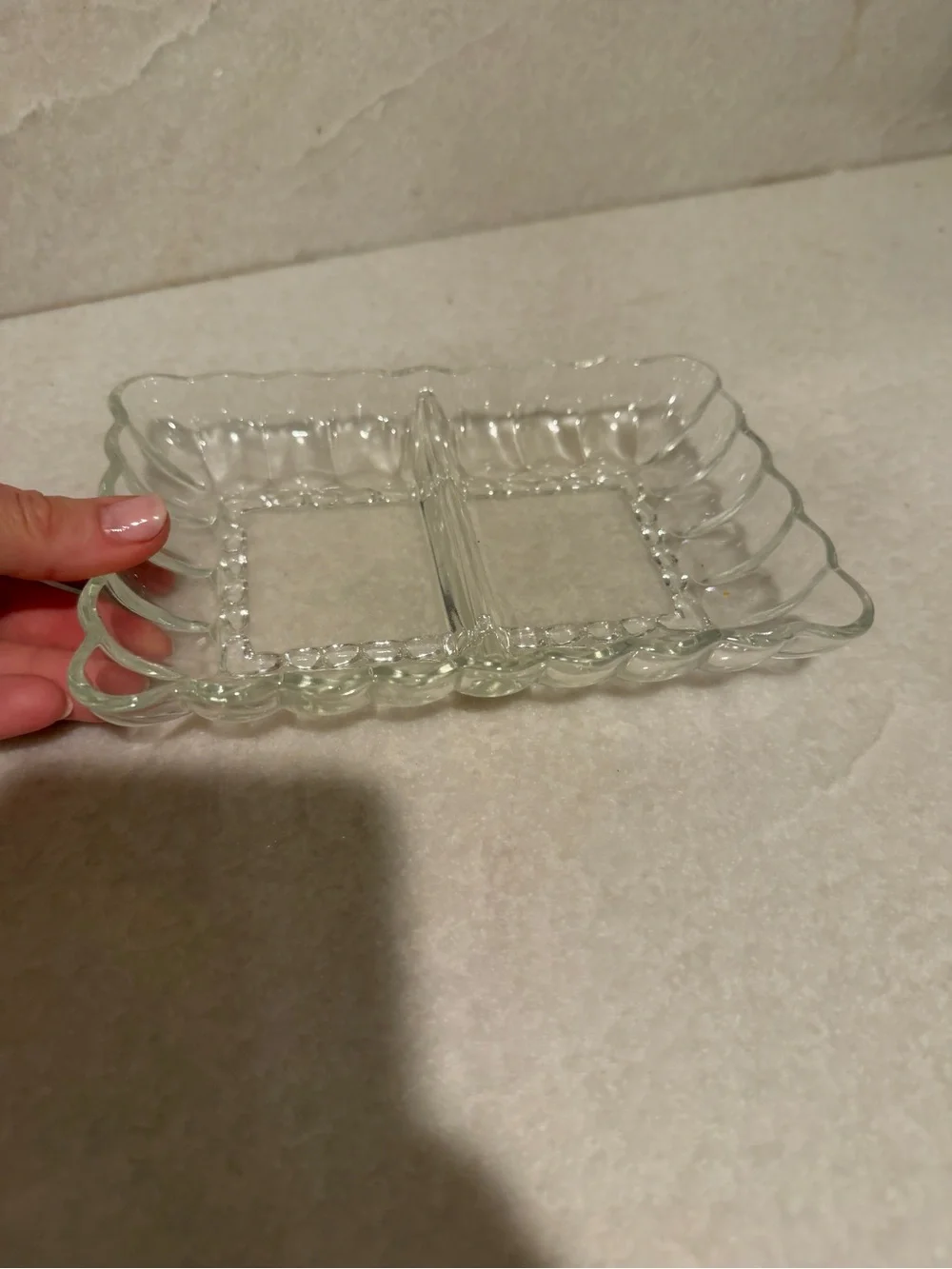 Vintage Clear Glass Divided Vanity Tray